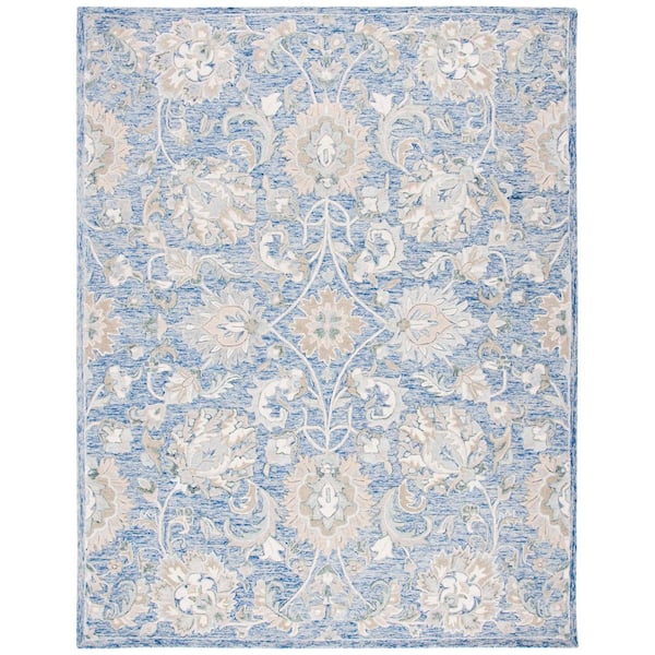 SAFAVIEH Glamour Blue/Beige 8 ft. x 10 ft. Border Floral Area Rug