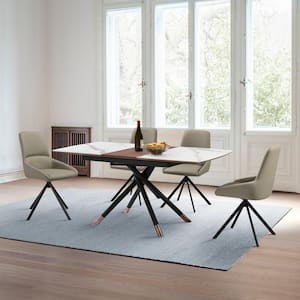 Alora Maverick 5-Piece Rectangle Extendable Ceramic and Wood Top Taupe Grey Dining Set