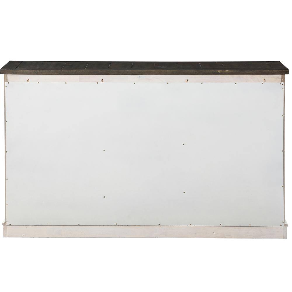 Ivory Mocha Transitional 60" Farmhouse Sideboard with Wine Storage