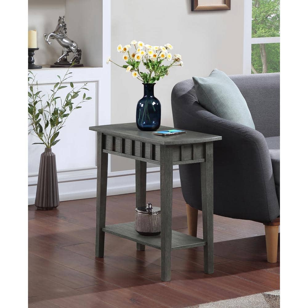 Classic Accents Wirebrush Dark Gray Square End Table with Shelf