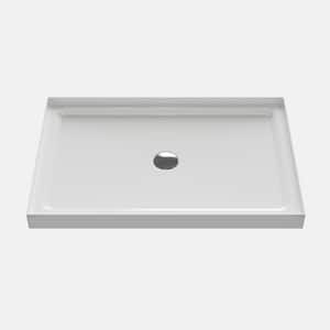 48 in. L x 32 in. W 4-wall Alcove Shower Pan Base with Center Drain in White