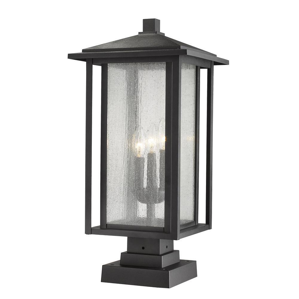 Aspen 23.5 in. 3-Light Black Aluminum Hardwired Outdoor Weather Resistant P