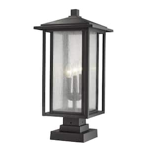 Aspen 23.5 in. 3-Light Black Aluminum Hardwired Outdoor Weather Resistant Pier Mount Light with No Bulb included