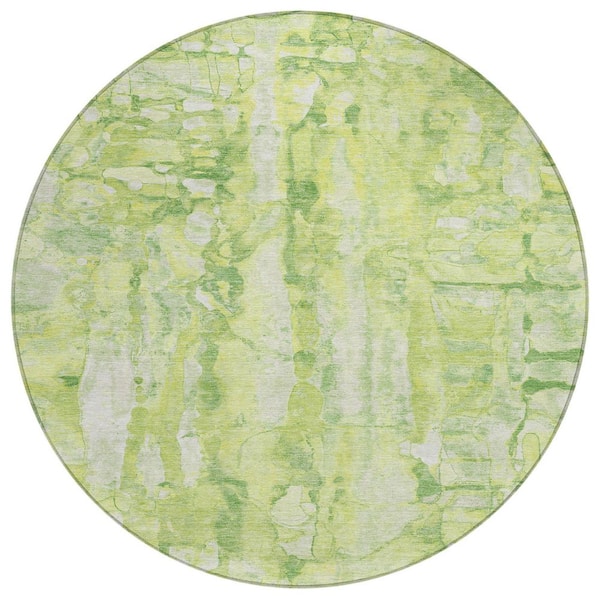 Chantille Machine Washable Indoor/Outdoor Abstract ACN2120 Lime 8 ft. x 8 ft. Area Rug