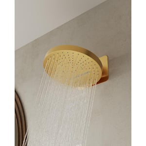 15-Spray Patterns 12.6 in. Dual Shower Head Wall Mount Fixed and Handheld Shower Head in Brushed Gold