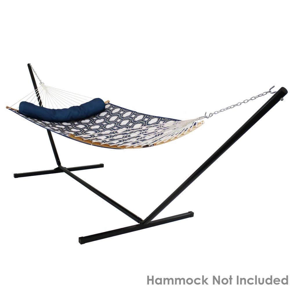 15 ft Black Heavy-Duty Steel Hammock Stand with Adjustable Hooks