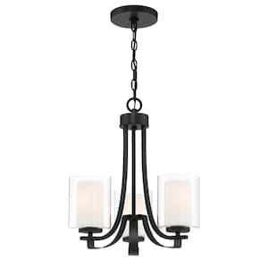 Parsons Studio 3-Light Sand Black Candle Style Chandelier with Clear and Etched White Glass Shades