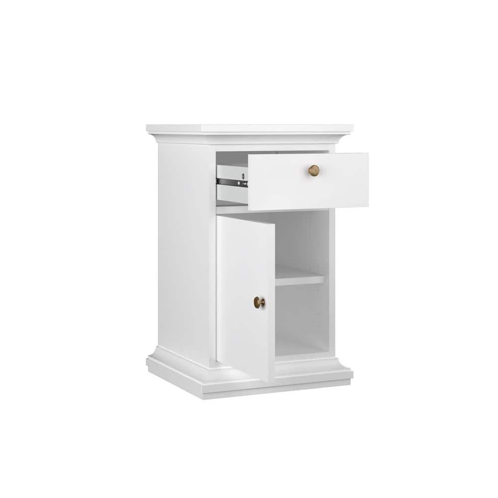Sonoma Contemporary White Nightstand with Bronze Knobs