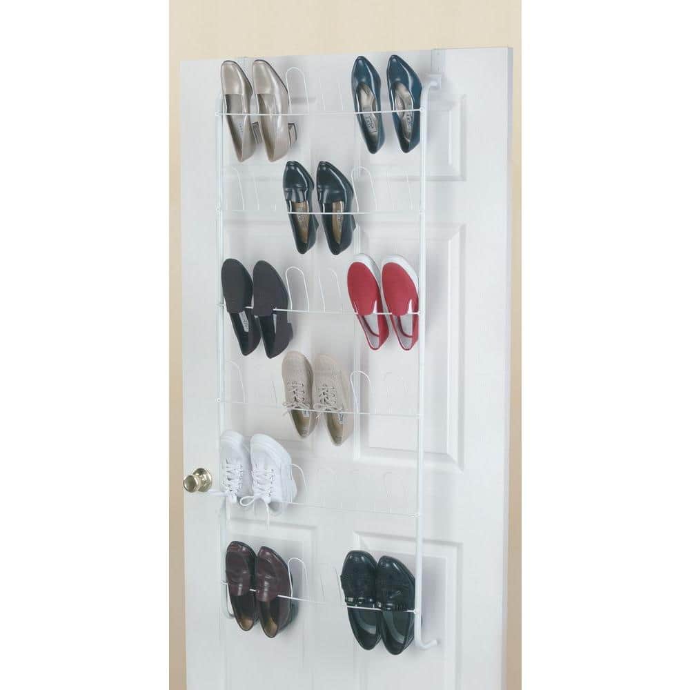 White Metal Over-the-Door 18-Pair Shoe Rack