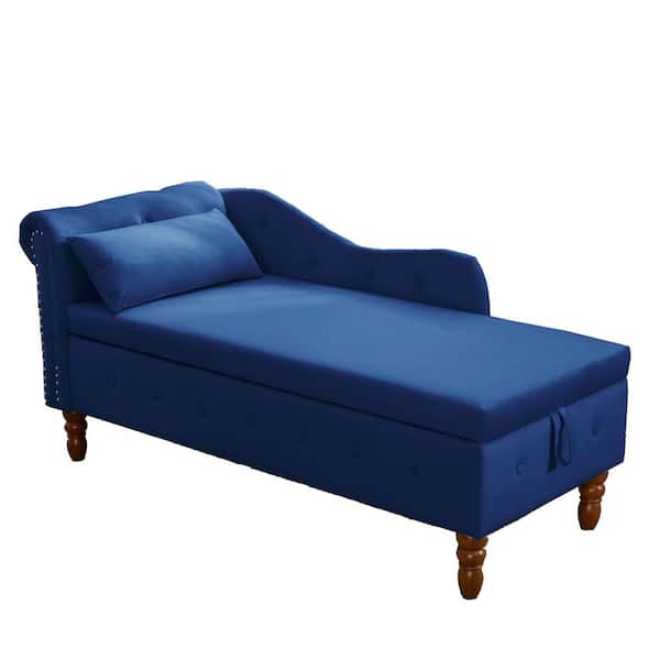Boosicavelly Navy Blue Velvet Rolled Arm Chaise Lounge