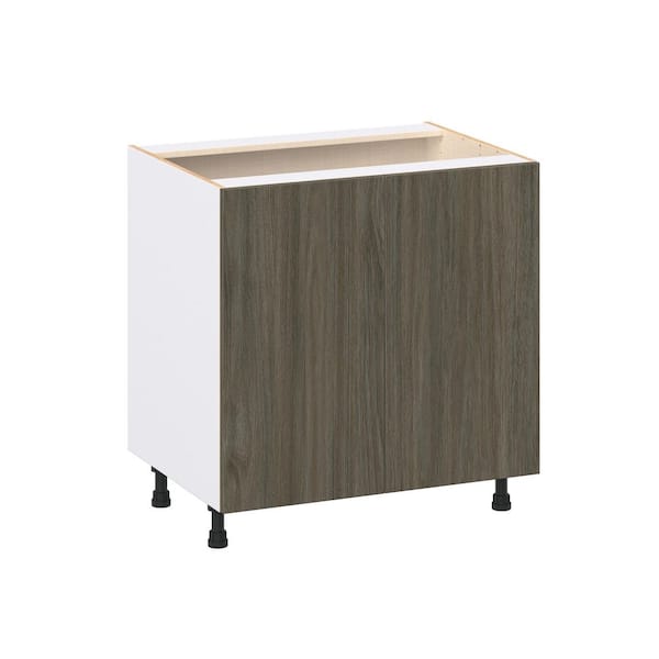 J COLLECTION Timberline Slab Walnut Assembled Base Kitchen Cabinet with Full Height Door (33 in. W x 34.5 in. H x 24 in. D)