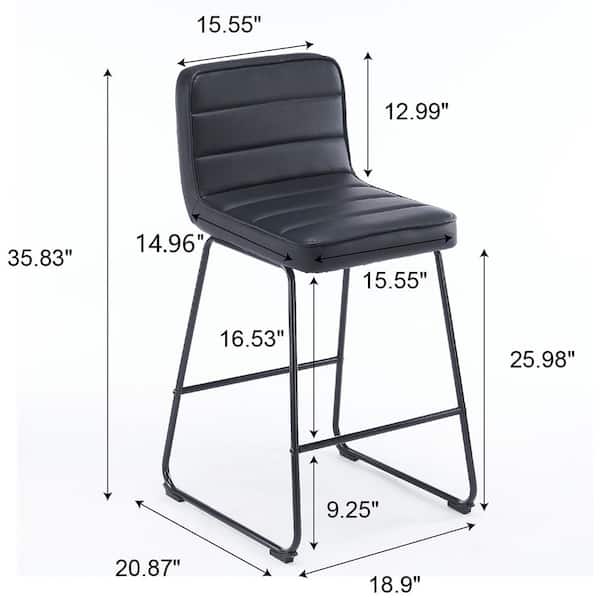 Home 2 Office Lakeview 26 in. Black Low Back Metal 36.42 in