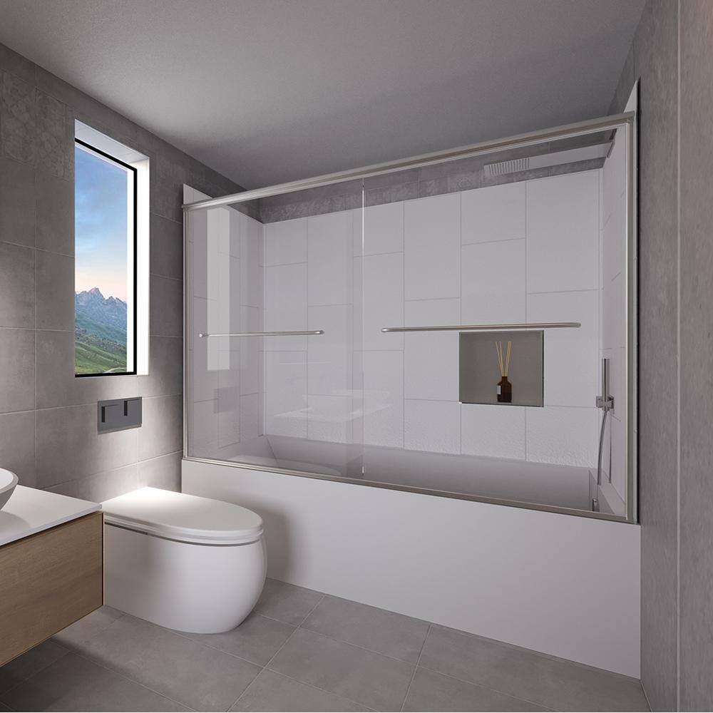 Winter White-Rainier 60 in. L x 30 in. W x 83 in. H Rectangular Tub/ Shower Combo Unit in Chrome Right Drain price history on PriceWatchPro