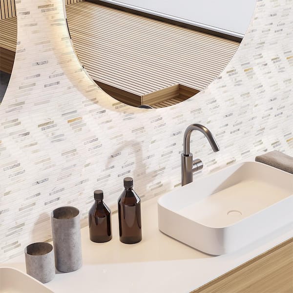 Lightspeed White/Gold 12.5 in. x 11.875 in. Chevron Polished Calacatta Thassos/Marble Mosaic Tile (10.30 sq. ft./Case)