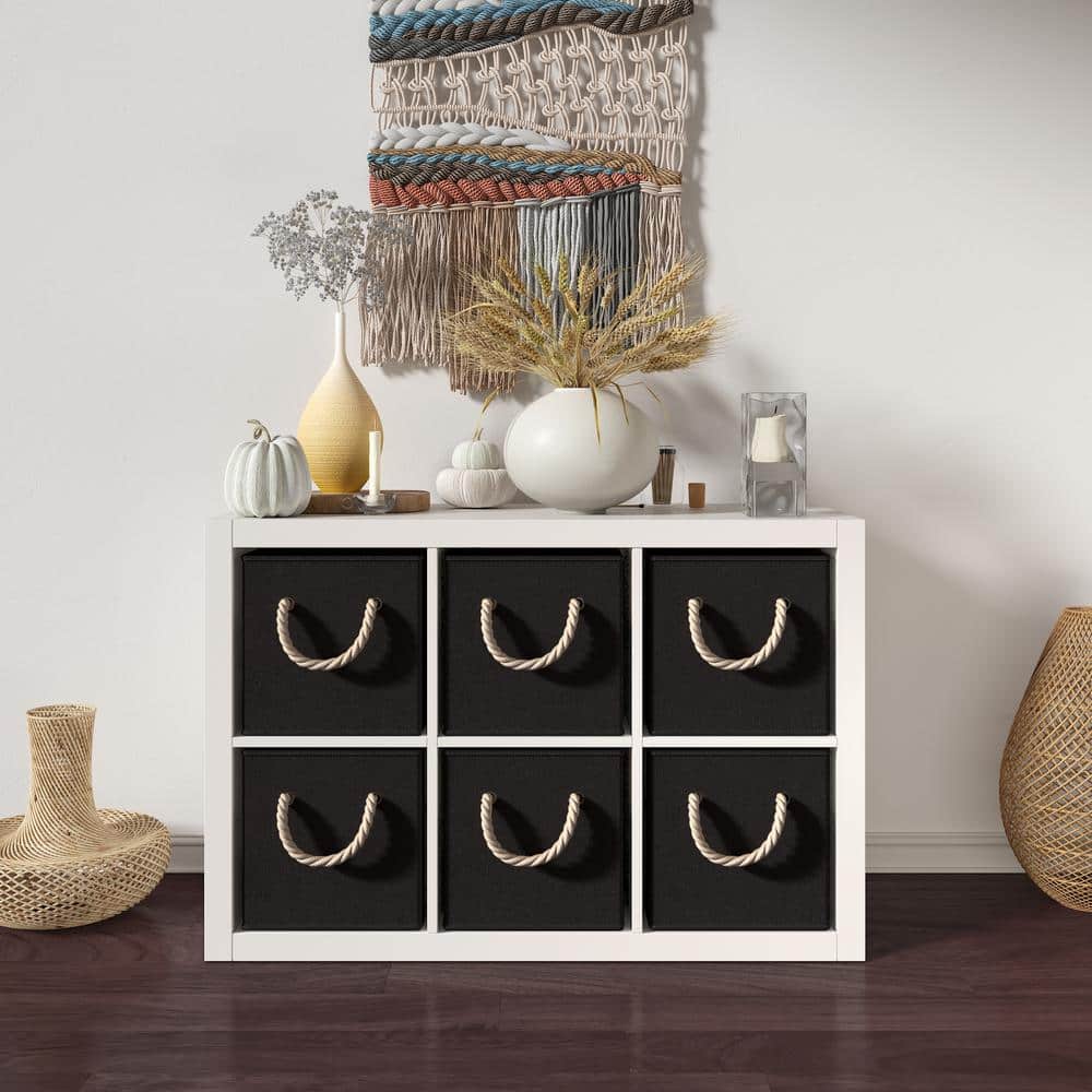 Ornavo Home 6Pack Foldable Fabric Storage Cube Bins Linen Shelf Basket