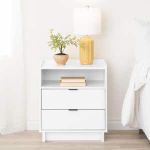Simply Modern White 2-Drawer 23.75 in. W Nightstand
