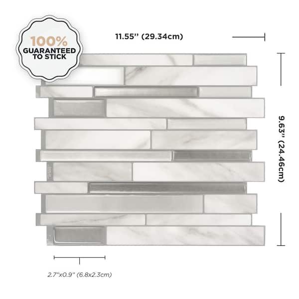 Milano Carrera Gray 11.55 in. x 9.64 in. Vinyl Peel and Stick Tile (2.8 sq. ft./ 4-pack)