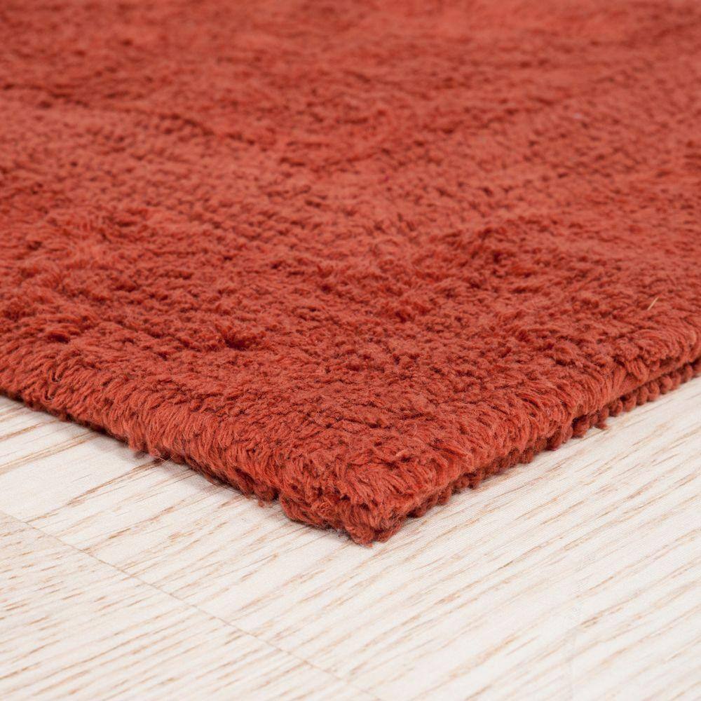 Brick Red Egyptian Cotton Luxurious 2-Piece Bath Rug Set