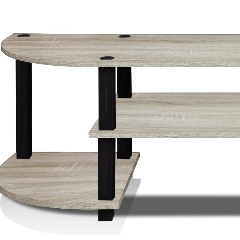 Oak Grey and Black Wide TV Entertainment Center with PVC and Composite Wood