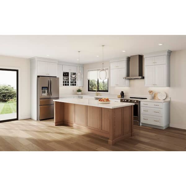 Shaker 24 in. W x 12 in. D x 42 in. H Assembled Wall Cabinet in Satin White