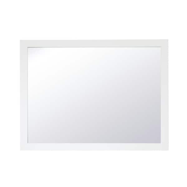 Unbranded Timeless Home 48 in. W x 36 in. H x Contemporary Wood Framed Rectangle White Mirror
