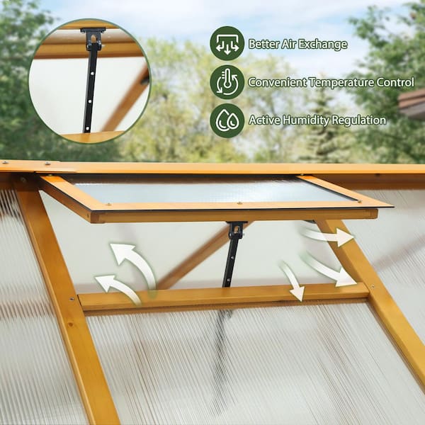 COOS BAY 6 x 8 ft Wooden Greenhouse with 2-Layer PC Panel