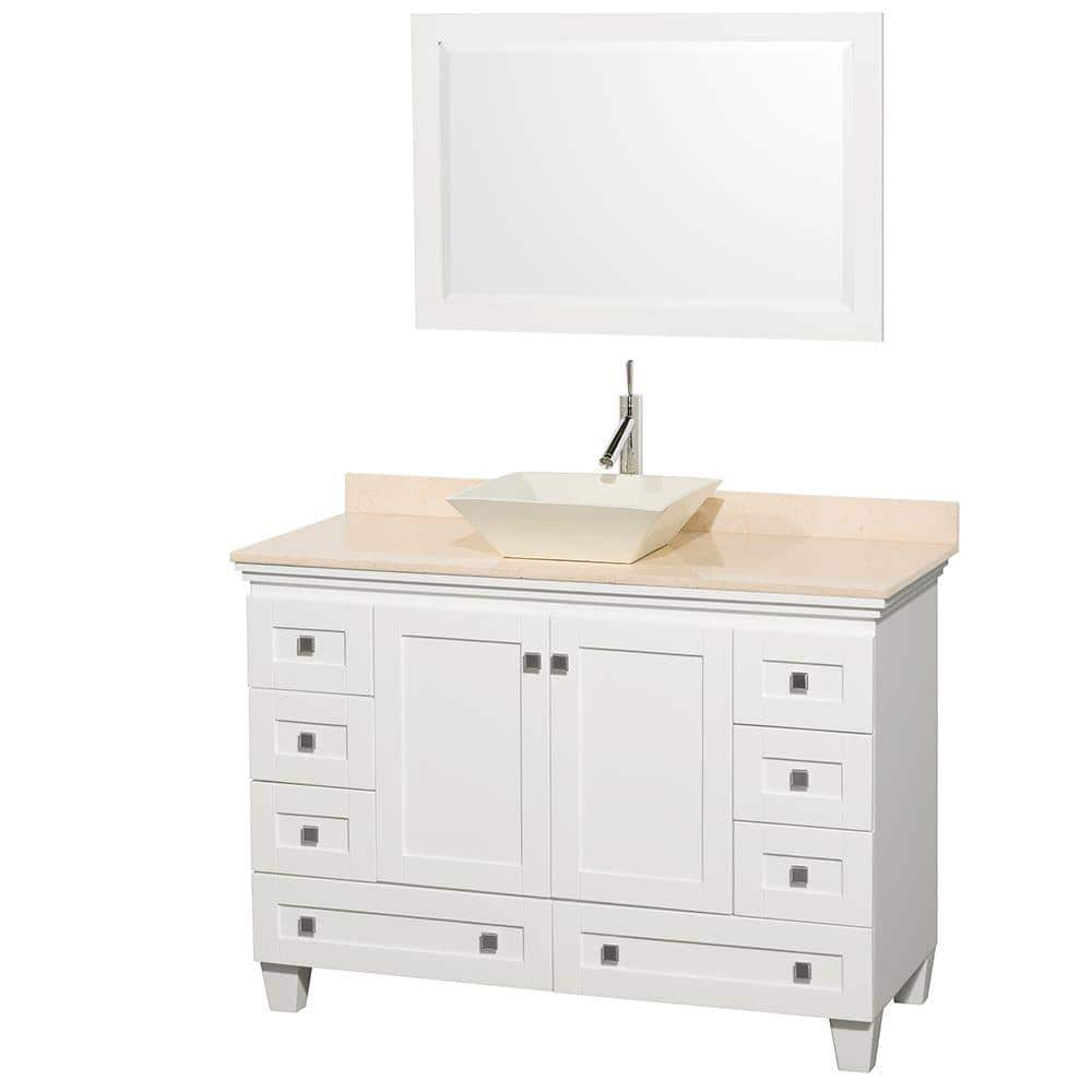 Wyndham Collection Acclaim 48 In W Vanity In White With Marble Vanity Top In Ivory