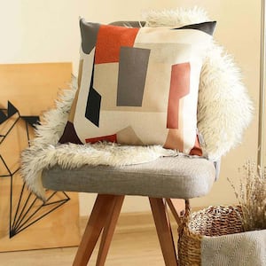 Boho-Chic Handcrafted Jacquard Multi-Color Square Abstract 18 in. x 18 in. Throw Pillow Cover