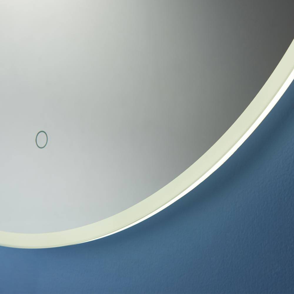 Century 32" Brushed Aluminum Frameless Round Vanity Mirror with LED