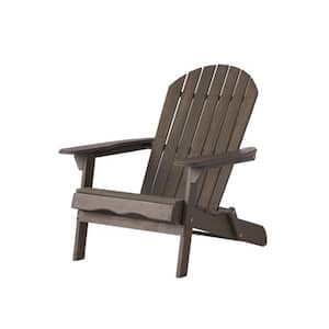 Outdoor Folding Acacia Wood Adirondack Chair in Gray