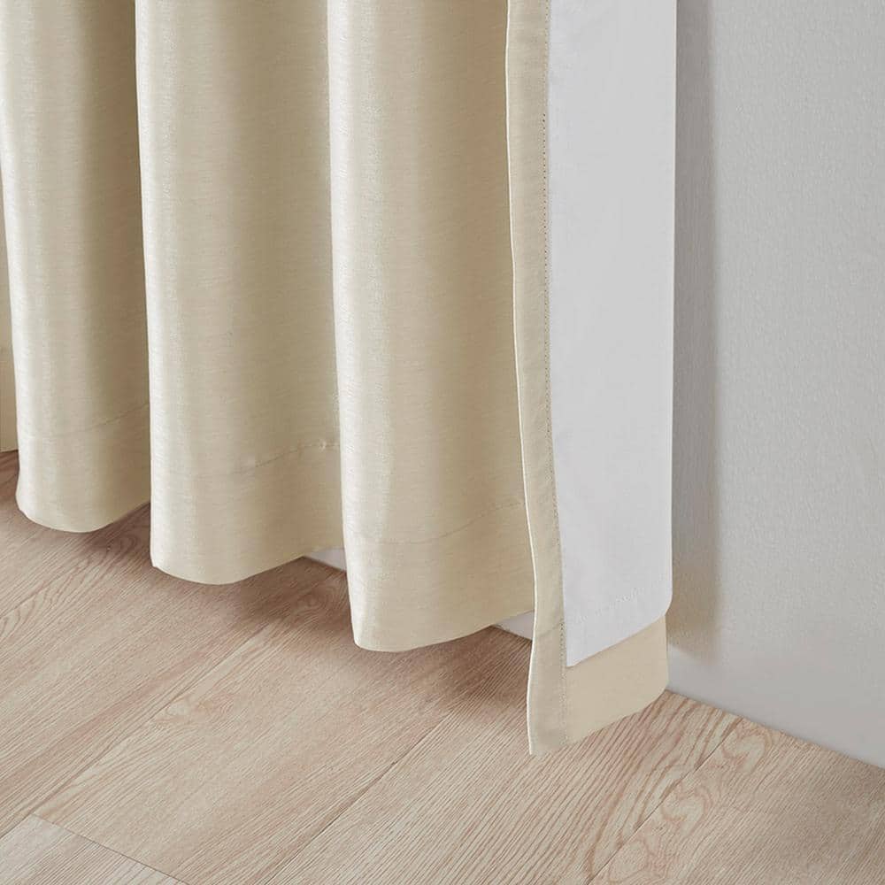 Champagne Faux Silk Blackout Tab Top Curtain Panel
