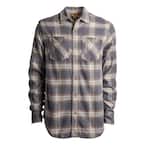 Woodfort Men's M Vintage Indigo Plaid Flex Flannel Button Down Work Shirt