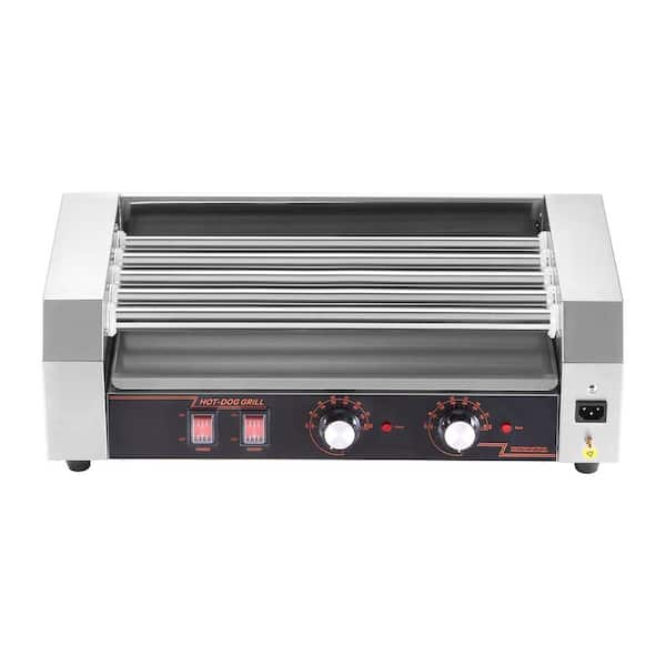 SKYSHALO 12 Hot Dog Roller 5 Rollers, Stainless Steel Cooker 750W, Dual Temp Control, Removable Tray Commerical, Speacialty Grill