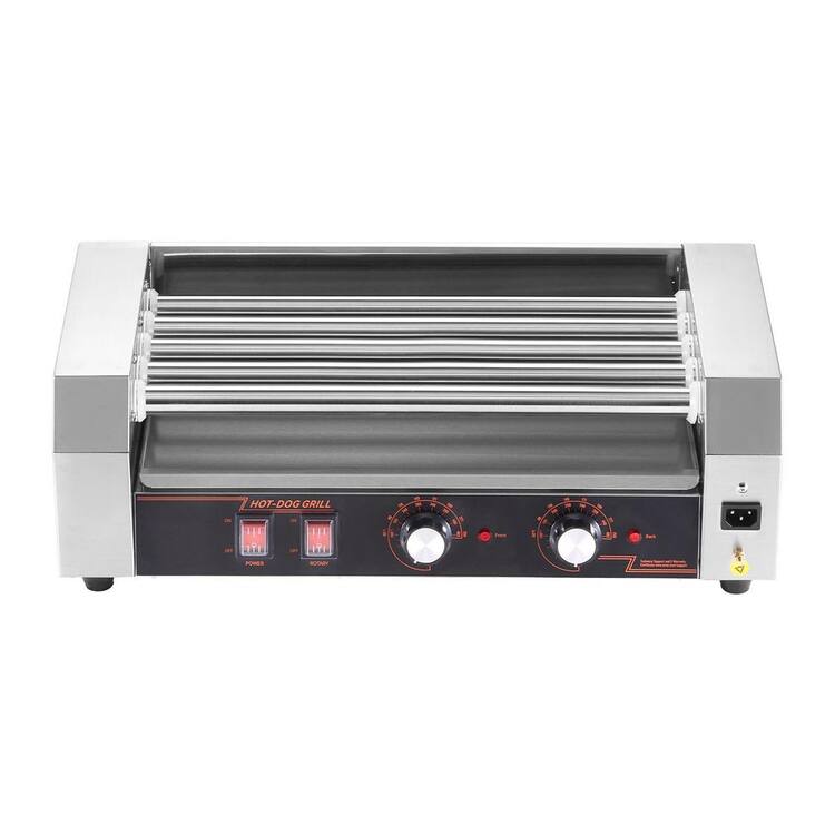 SKYSHALO 12 Hot Dog Roller 5 Rollers, Stainless Steel Cooker 750W, Dual Temp Control, Removable Tray Commerical, Speacialty Grill