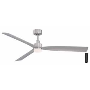 Marlston 60 in. Indoor/Outdoor Brushed Nickel with Silver Blades Ceiling Fan with Adjustable White with Remote Included