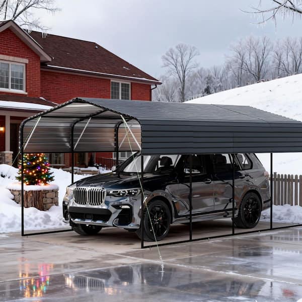 11 ft. x 19 ft. Outdoor Galvanized Steel Carport, Heavy Duty Metal Garage Canopy Car Tent Storage Shed for Car and Truck
