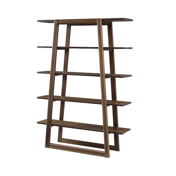 Greenington Currant 61.8 in. Black Walnut Bamboo 5-Shelf Ladder Bookcase