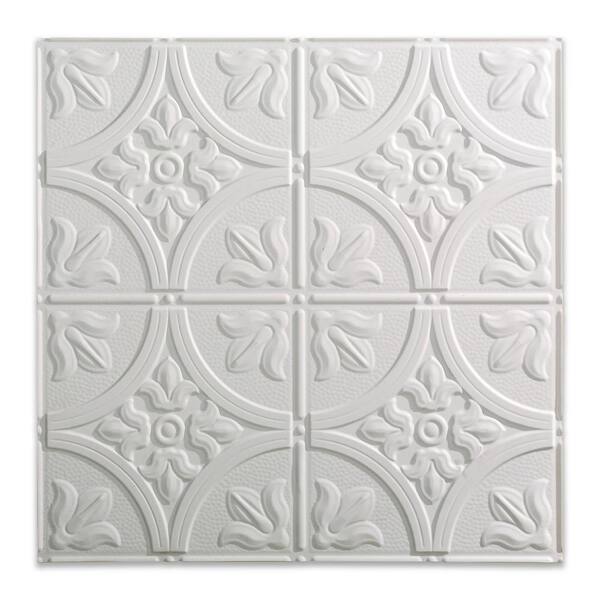 Fasade Traditional Style #2 2 ft. x 2 ft. Vinyl Lay-In Ceiling Tile in Gloss White