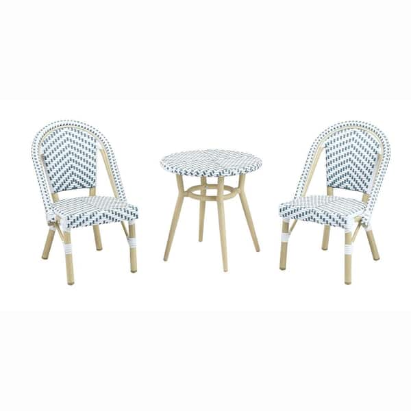 blue and white bistro set