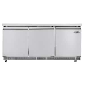 72 in. Cold Food Table Refrigerator With Pan Covers in Stainless-Steel