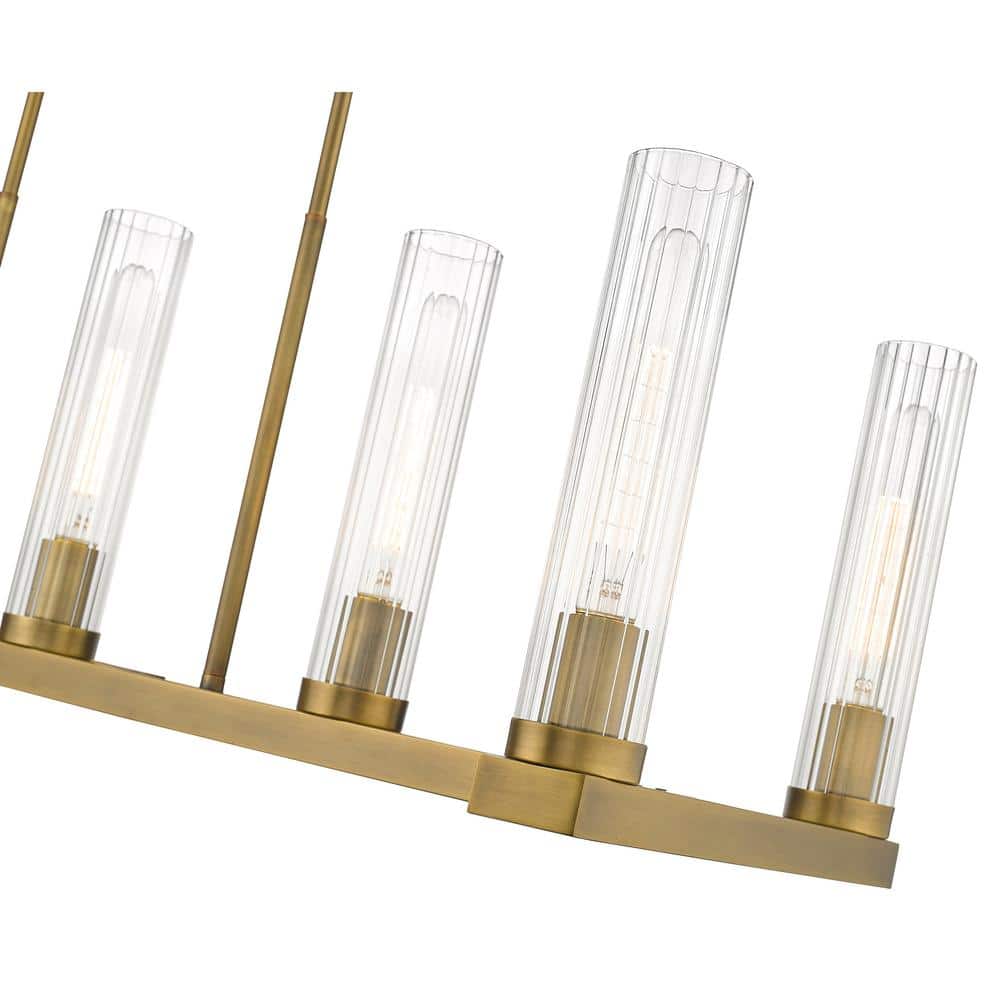 Beau 44" Rubbed Brass Glass Island Pendant Light