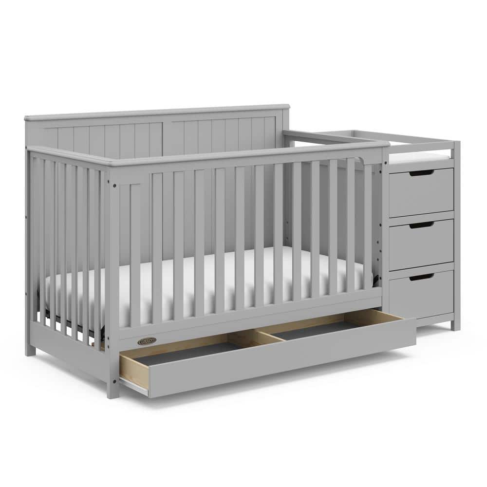 Graco Hadley Pebble Gray 4-in-1 Convertible Crib and Changer with Drawer -  04586-70F