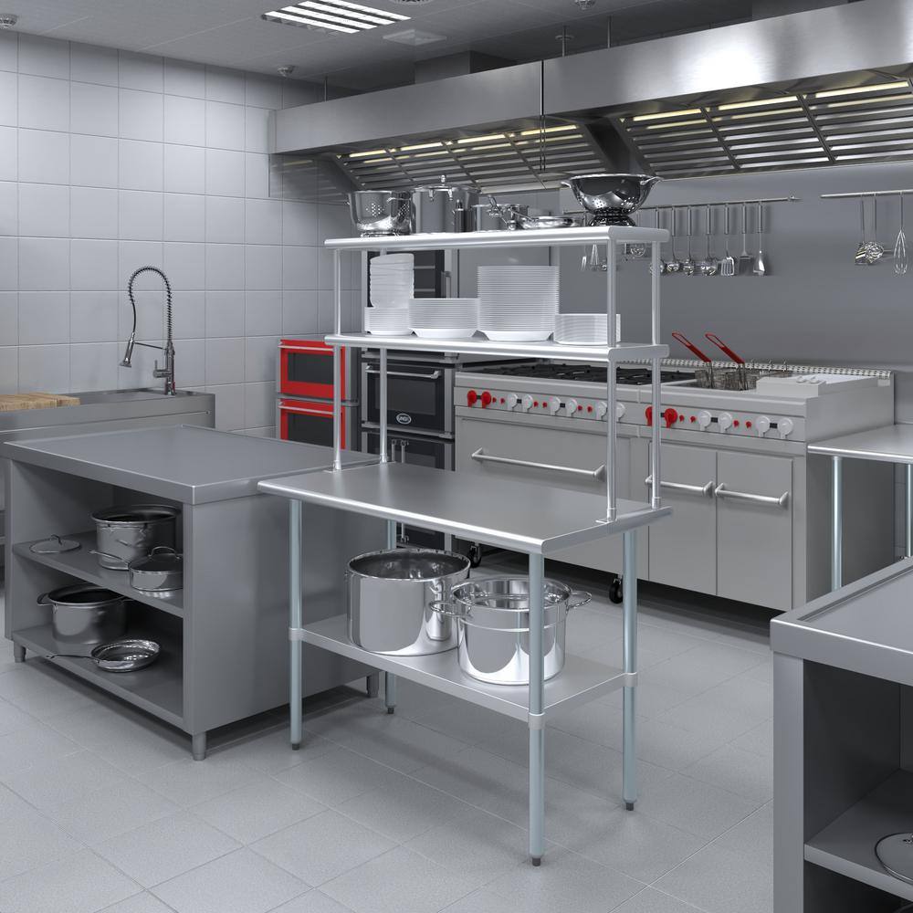 48" Stainless Steel Double-Tier Kitchen Overshelf