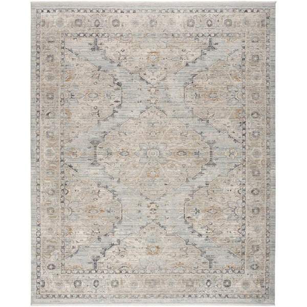 Nourison Nyle Light Blue 8 ft. x 10 ft. Distressed Transitional Area Rug