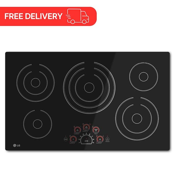 36 in. Radiant Smooth Surface Electric Cooktop in Black with 5 Burner Elements, SmoothTouch Controls and Warming Zone