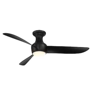 Corona 52 in. Smart Indoor/Outdoor 3-Blade Flush Mount Ceiling Fan in Matte Black with 3000K LED and Remote Control