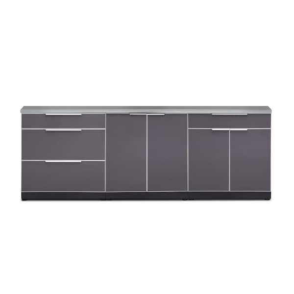 NewAge Products Slate Gray 4-Piece 96 in. W x 36.5 in. H x 24 in. D Outdoor Kitchen Cabinet Set