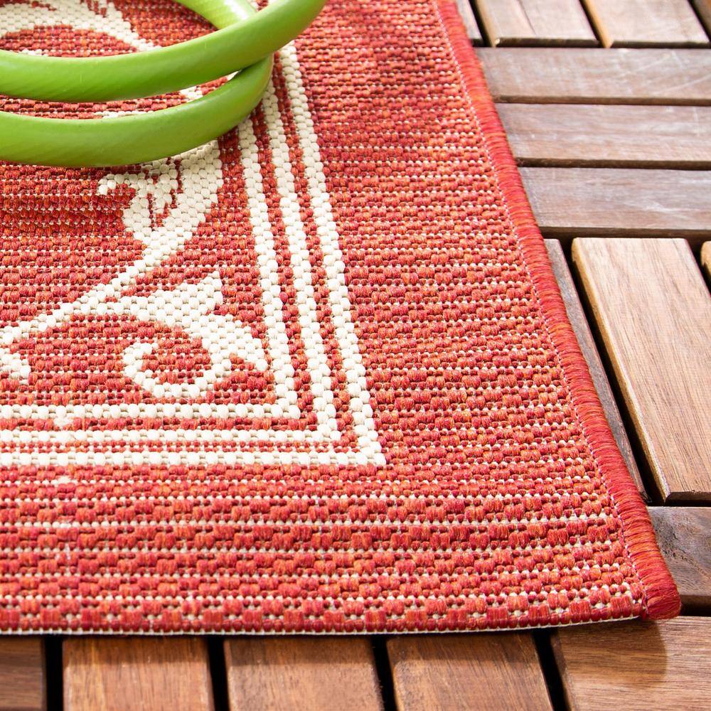 Burnt Orange Baroque Print Rectangular Outdoor Area Rug