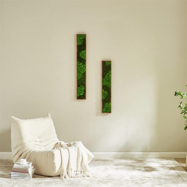 Unbranded Metal Green Rectangular Mixed Moss Architectural Wall Art Decor, Unique Design for Hallway or Wall (Only the Small Pc)