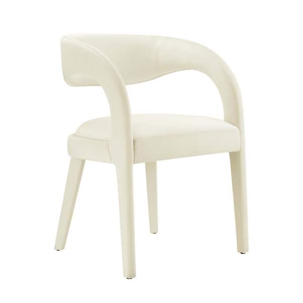 MODWAY Pinnacle Performance Velvet Dining Chair Set of 2 in Ivory